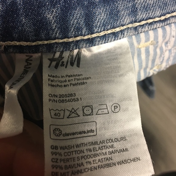 H&M Distressed Blue Denim Overall Jean Shorts - Picture 8 of 12